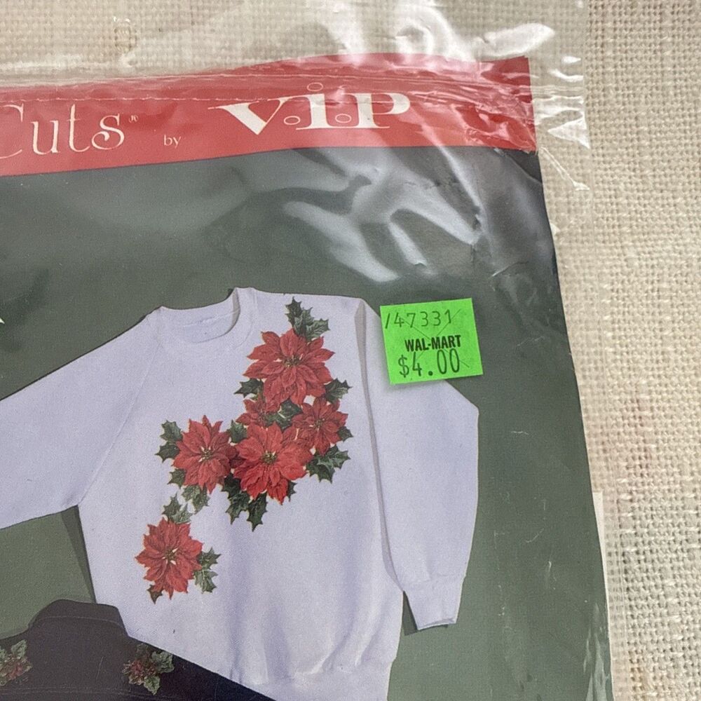 Christmas Poinsettias Cardinals Appliques Fabric Panel VIP Cranston Sew Crafts - Picture 3 of 11